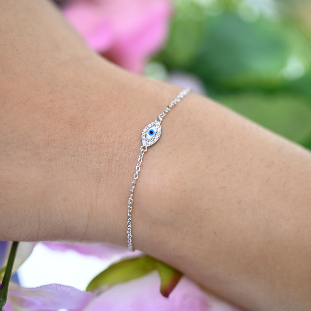 Sterling Silver Evil Eye Bracelet-1pc
