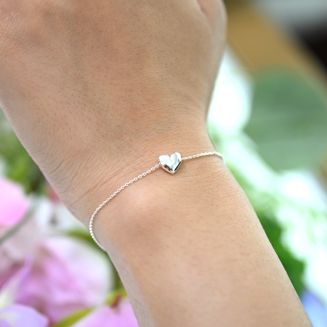 Sterling Silver Moving Heart Bracelet-1pc