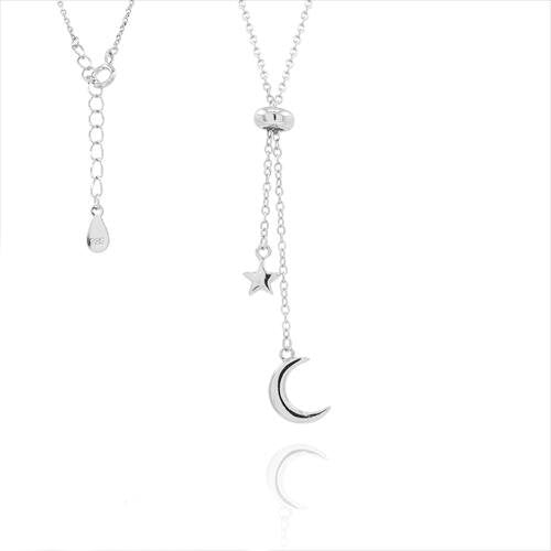 Sterling Silver Moon Star Neaklace-1pc