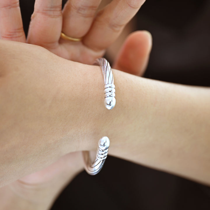 Sterling Silver Hollow Bangle-1pc