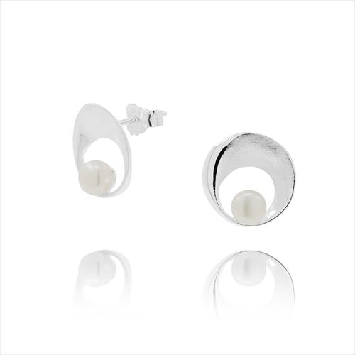 Sterling Silver White Fresh Water Pearl Earring