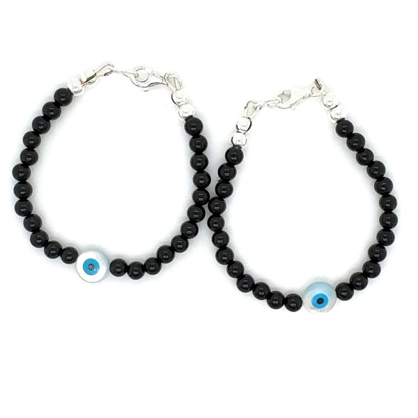 Sterling silver Onyx mother of pearl Bracelet/ Anklet for kids-1Pair