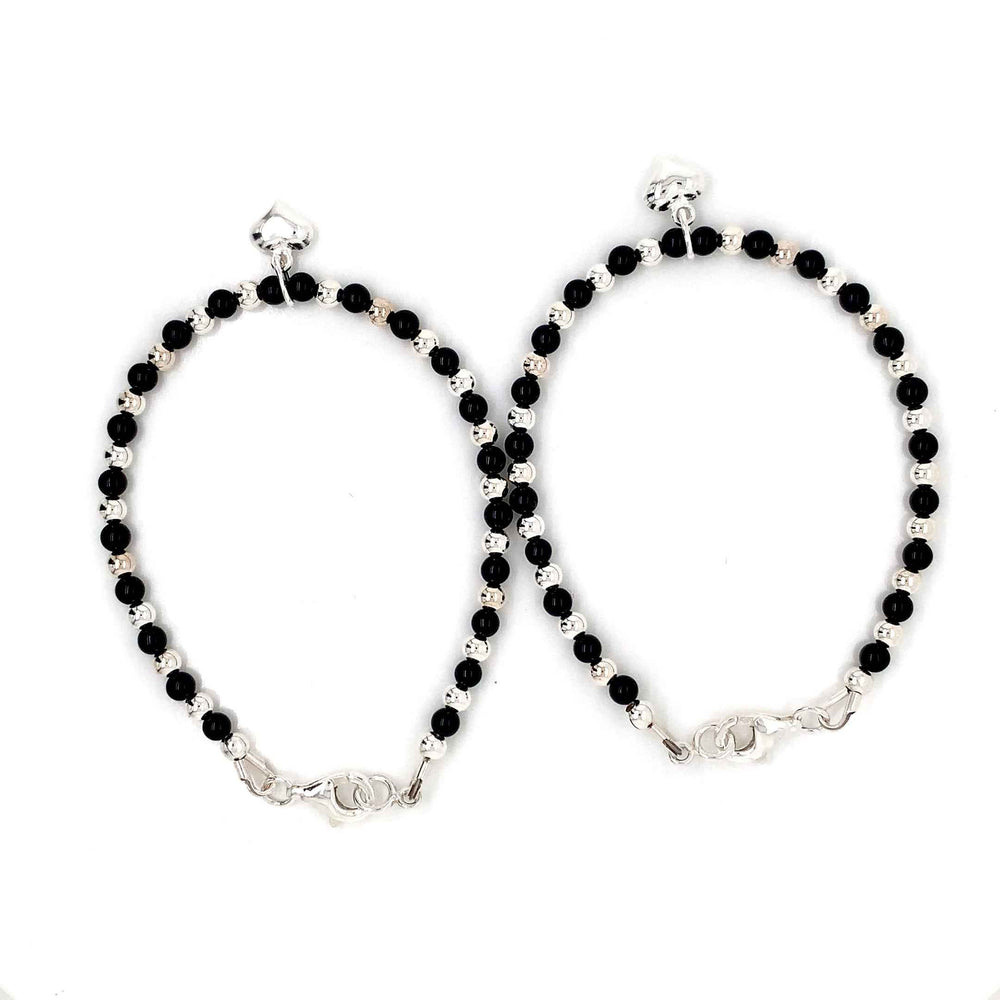 3mm Onyx Silver Sterling Kids Bracelet-1pair