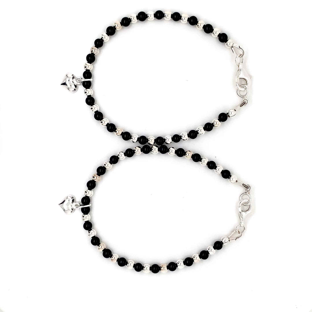 3mm Onyx Silver Sterling Kids Bracelet-1pair