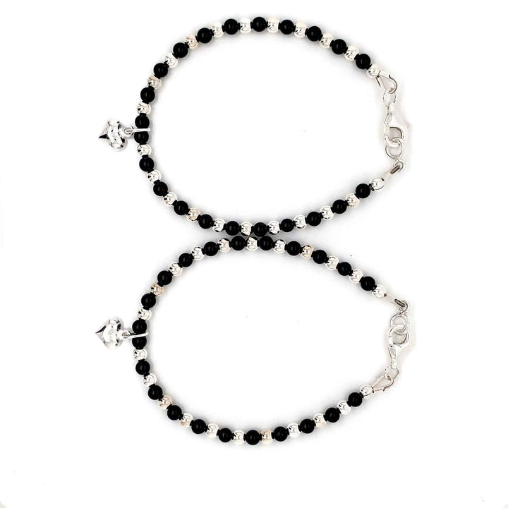 3mm Onyx Silver Sterling Kids Bracelet-1pair