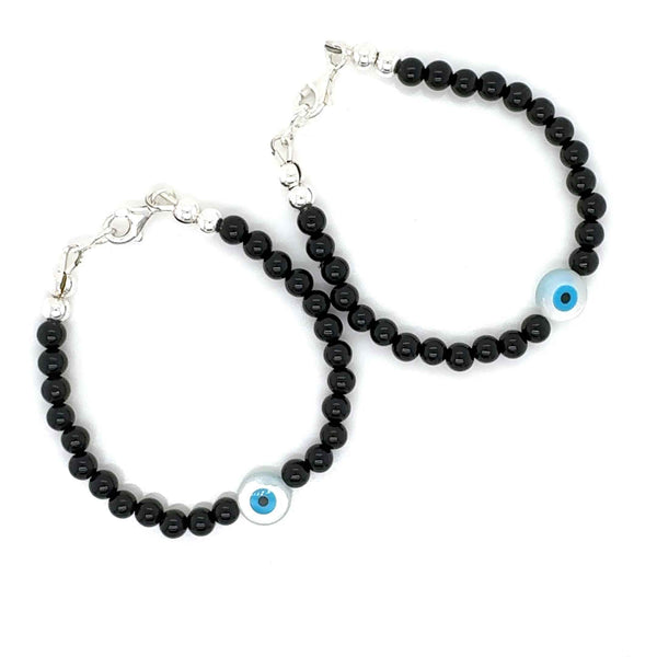 Sterling silver Onyx mother of pearl Bracelet/ Anklet for kids-1Pair