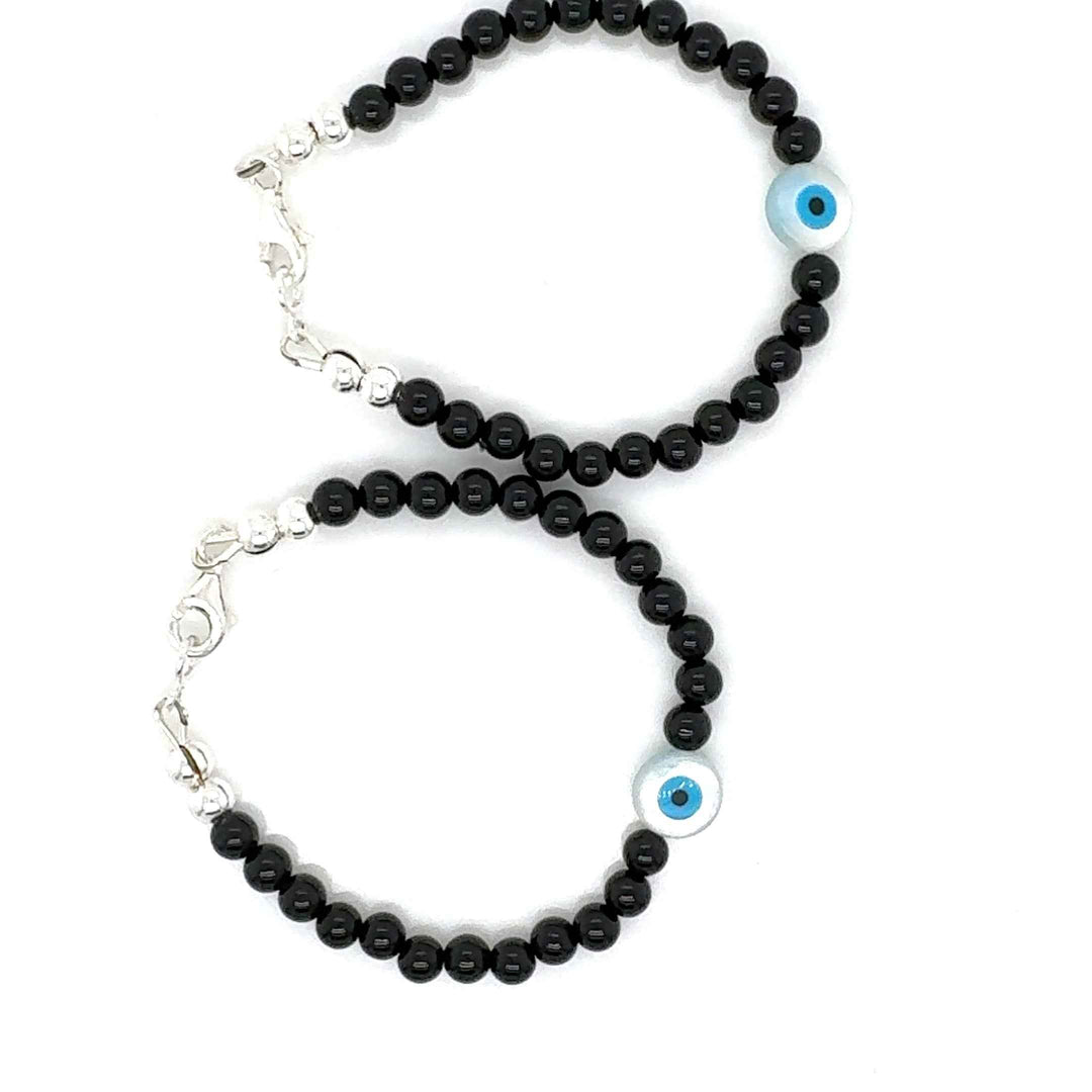 Sterling silver Onyx mother of pearl Bracelet/ Anklet for kids-1Pair