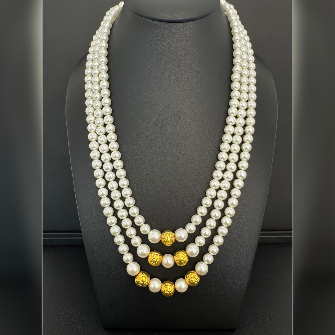 24K YG Ball with Pearl Mala Necklace-1pc