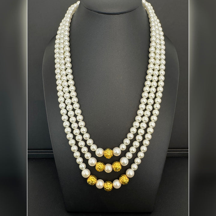 24K YG Ball with Pearl Mala Necklace-1pc