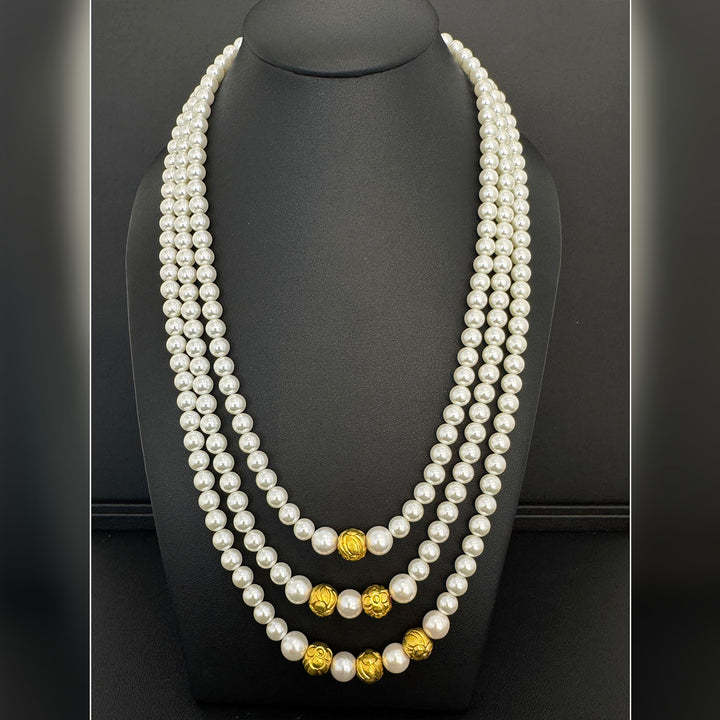 24K YG Ball with Pearl Mala Necklace-1pc