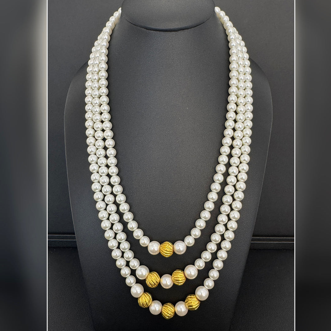24K YG Ball with Pearl Mala Necklace-1pc