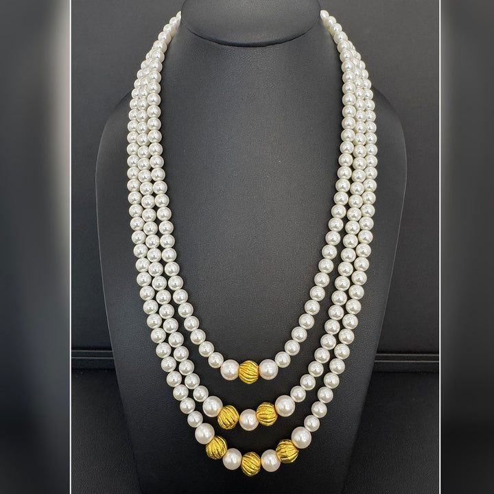 24K YG Ball with Pearl Mala Necklace-1pc