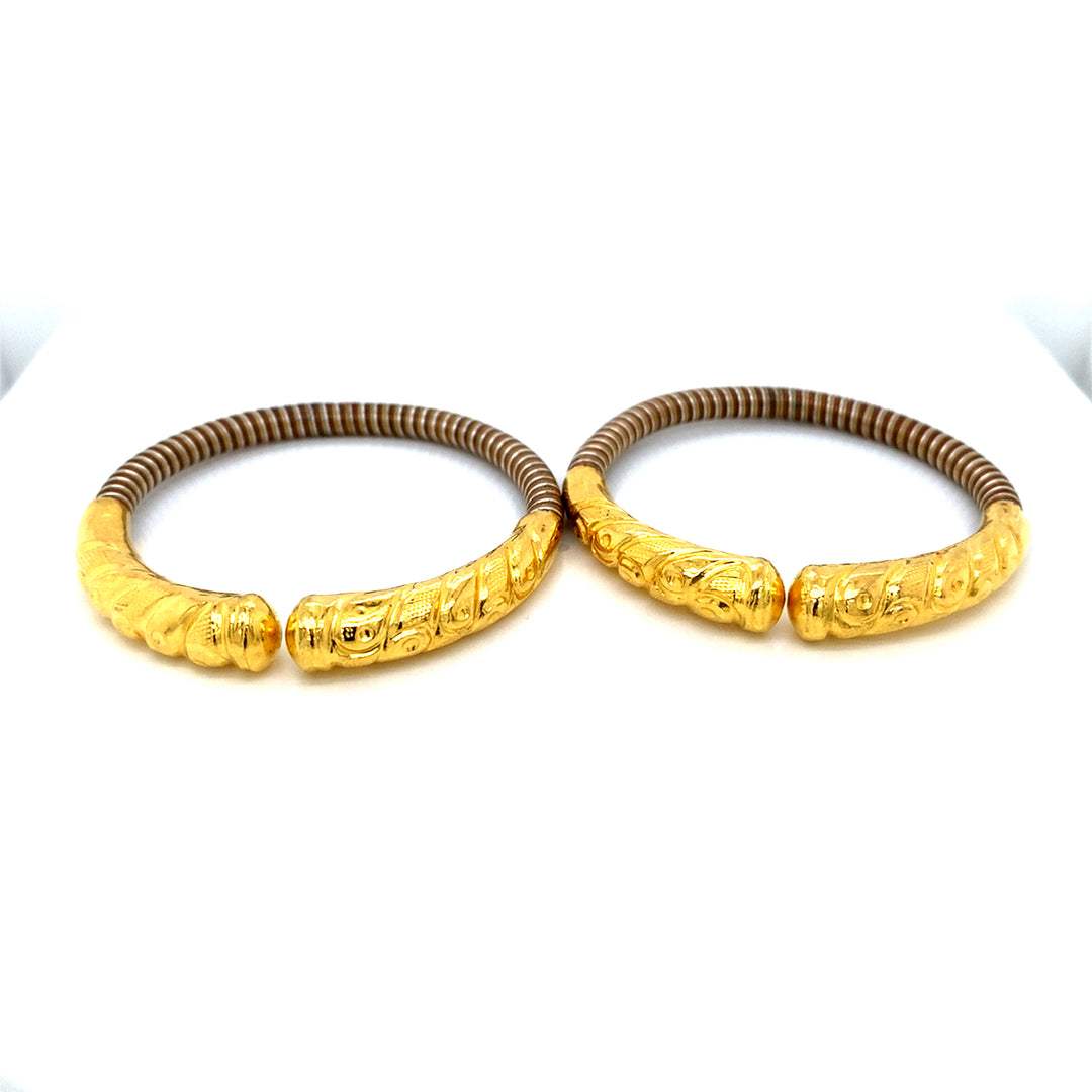 24K YG Pancharatna Bangle-1pair