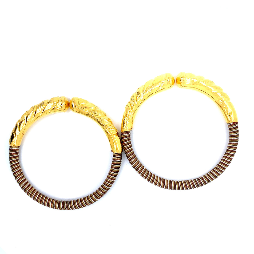 24K YG Pancharatna Bangle-1pair