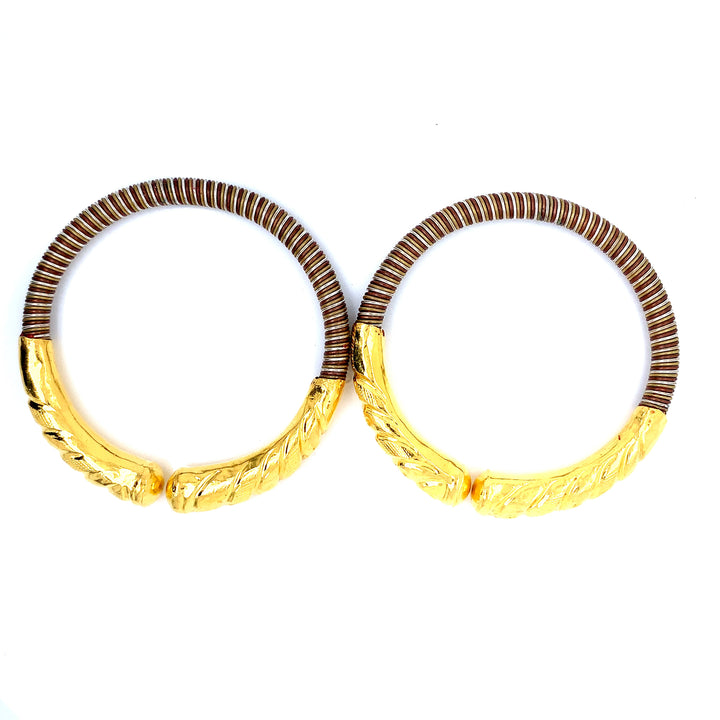 24K YG Pancharatna Bangle-1pair