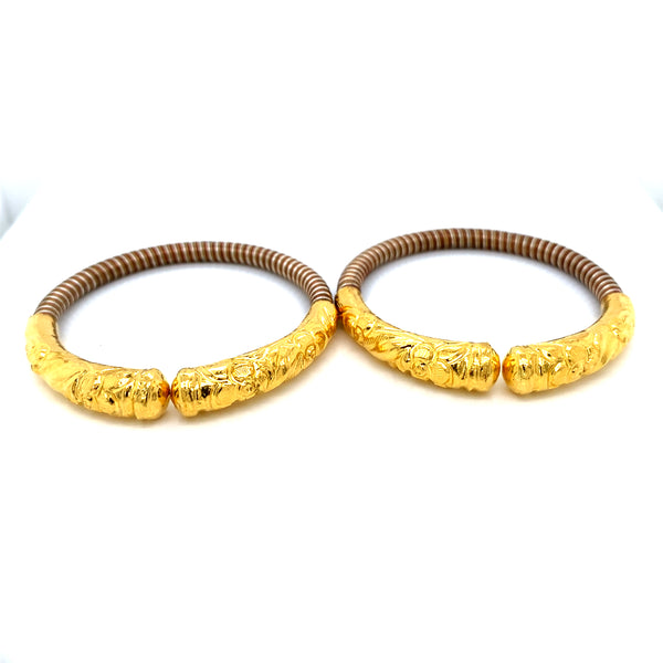 24K YG Pancharatna Bangle-1pair