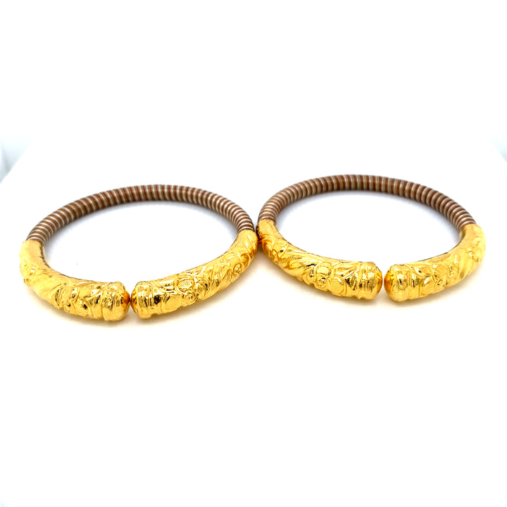 24K YG Pancharatna Bangle-1pair