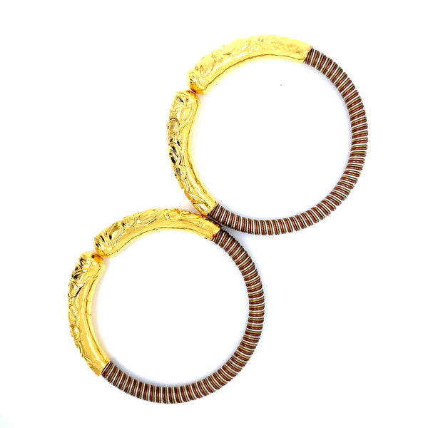 24K YG Pancharatna Bangle-1pair