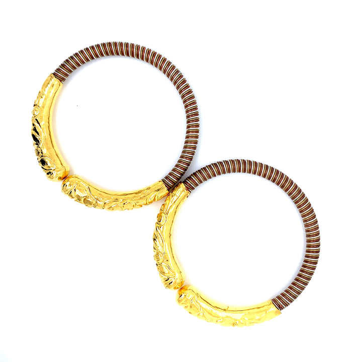 24K YG Pancharatna Bangle-1pair