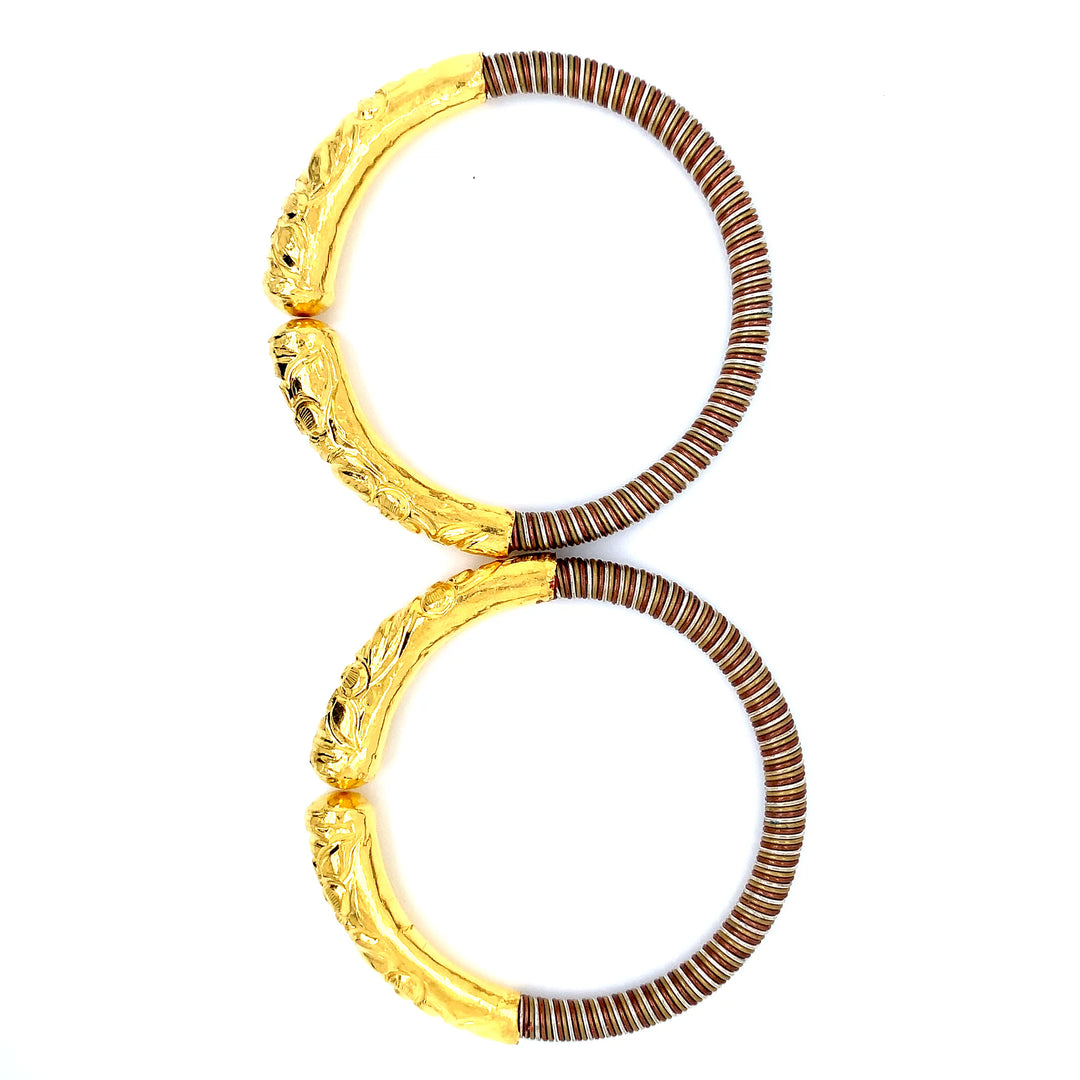 24K YG Pancharatna Bangle-1pair