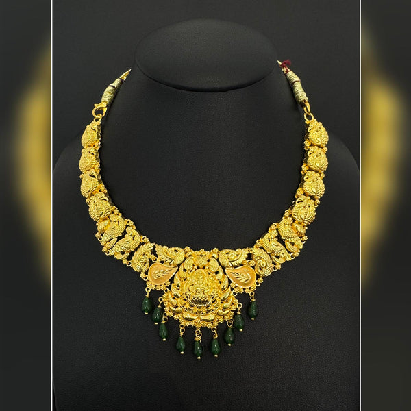 24K YG Green Stone Necklace-1pc