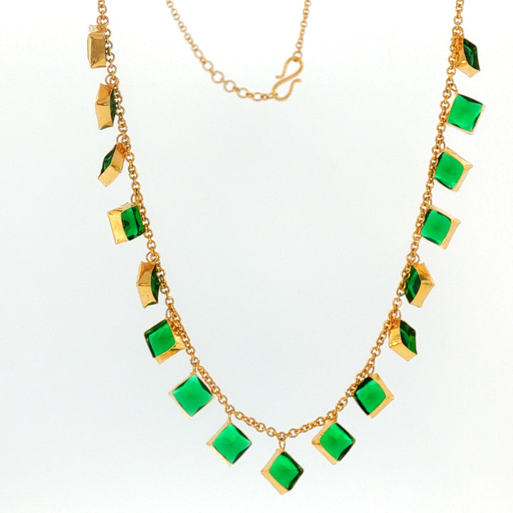 22K YG Green stone Necklace-1pc