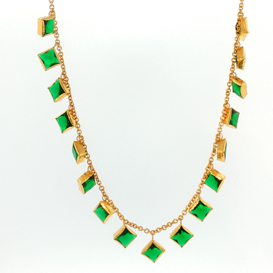 22K YG Green stone Necklace-1pc