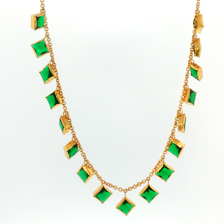 22K YG Green stone Necklace-1pc