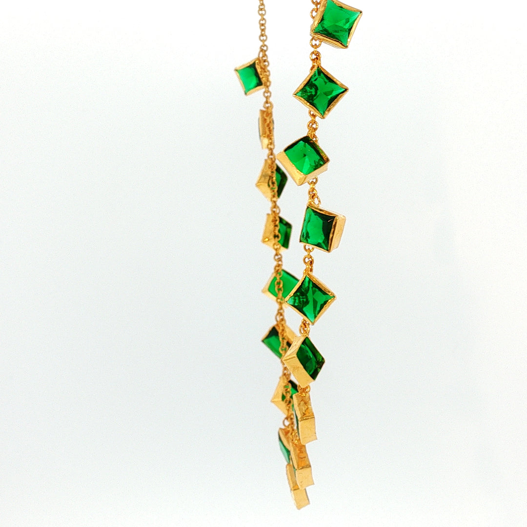 22K YG Green stone Necklace-1pc