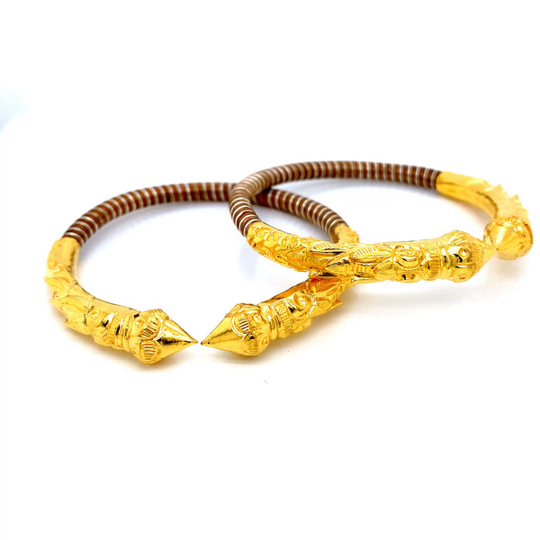 24K YG Pancharatna Bangle-1pair