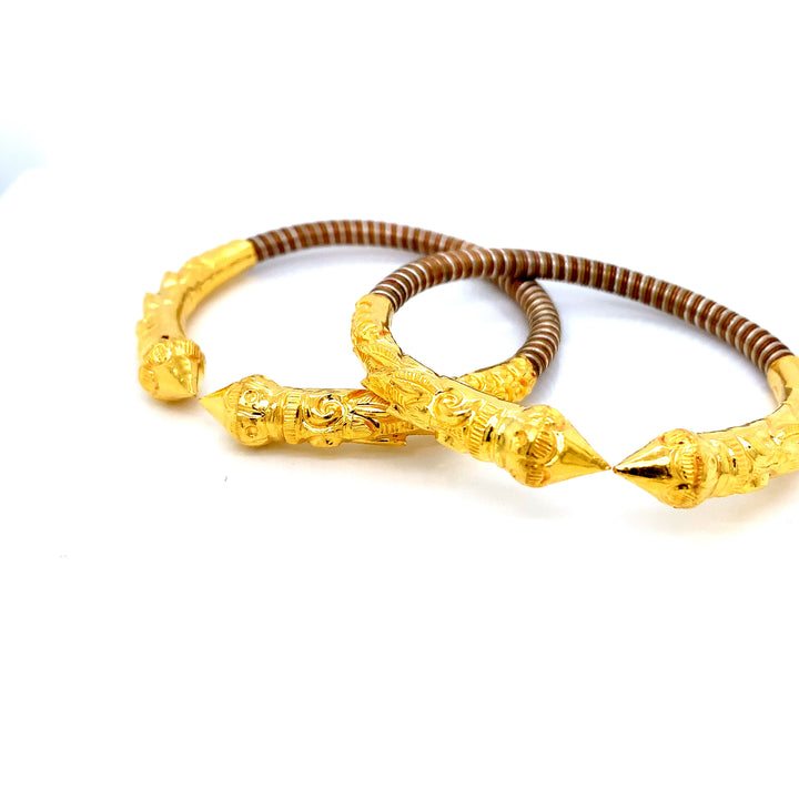 24K YG Pancharatna Bangle-1pair