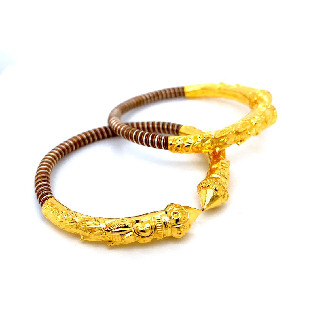 24K YG Pancharatna Bangle-1pair