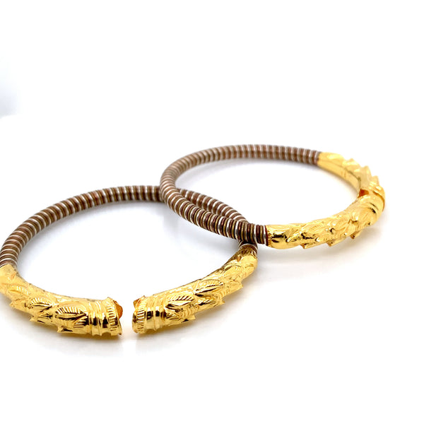 24K YG Pancharatna Bangle-1pair