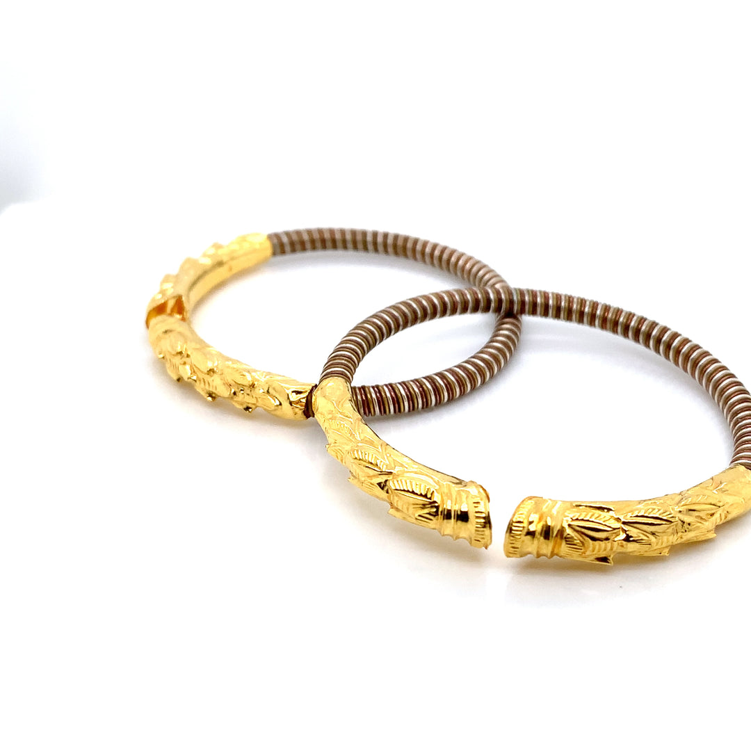 24K YG Pancharatna Bangle-1pair