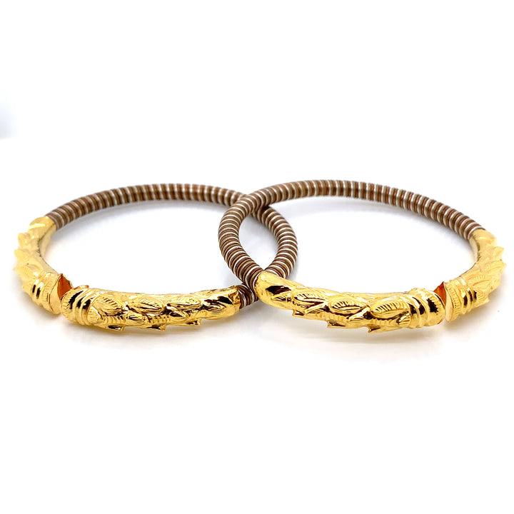24K YG Pancharatna Bangle-1pair