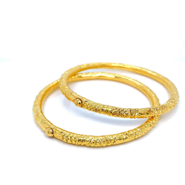 24K YG Hollow Bangle-1pair