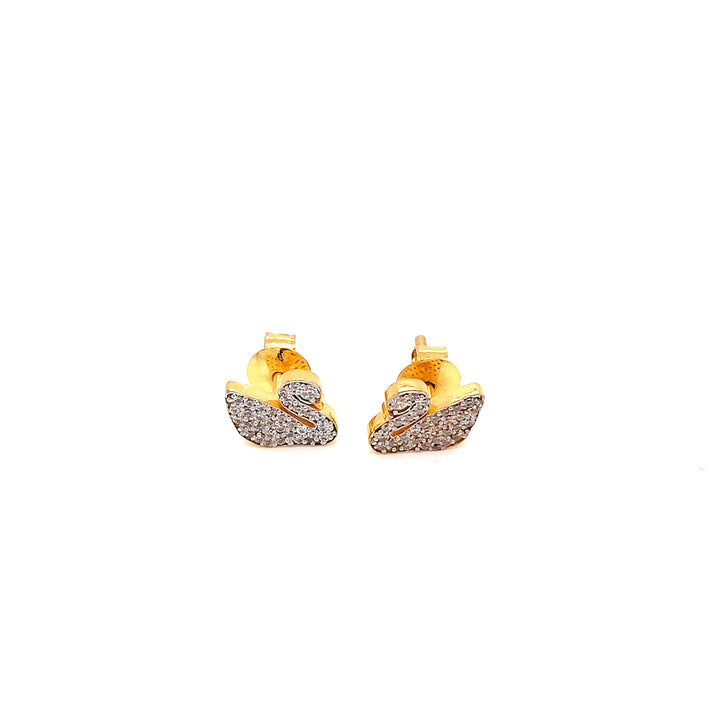 22K YG Swan Earring-1pc