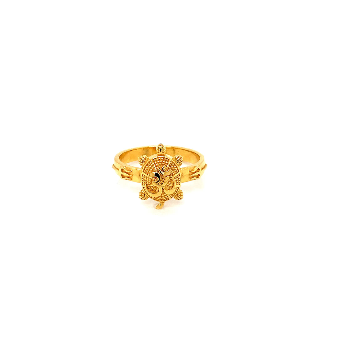 22K YG OM Trishul Turtle Ring-1pc