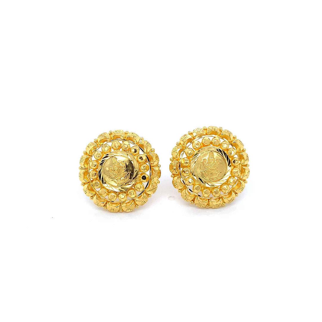 24K YG Laxmi Coin Earring-1pair