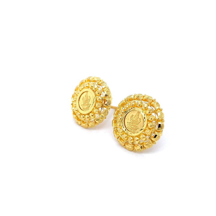 24K YG Laxmi Coin Earring-1pair