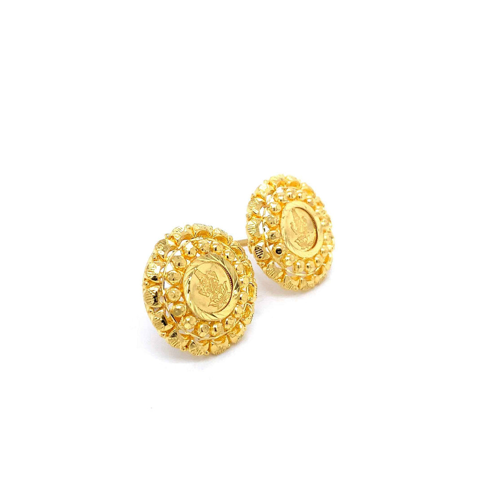 24K YG Laxmi Coin Earring-1pair