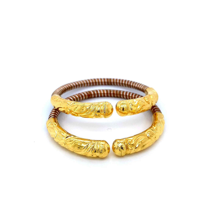 24K YG Pancharatna Bangle-1pair