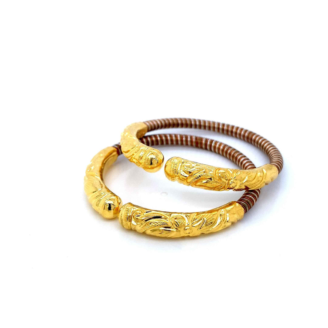 24K YG Pancharatna Bangle-1pair