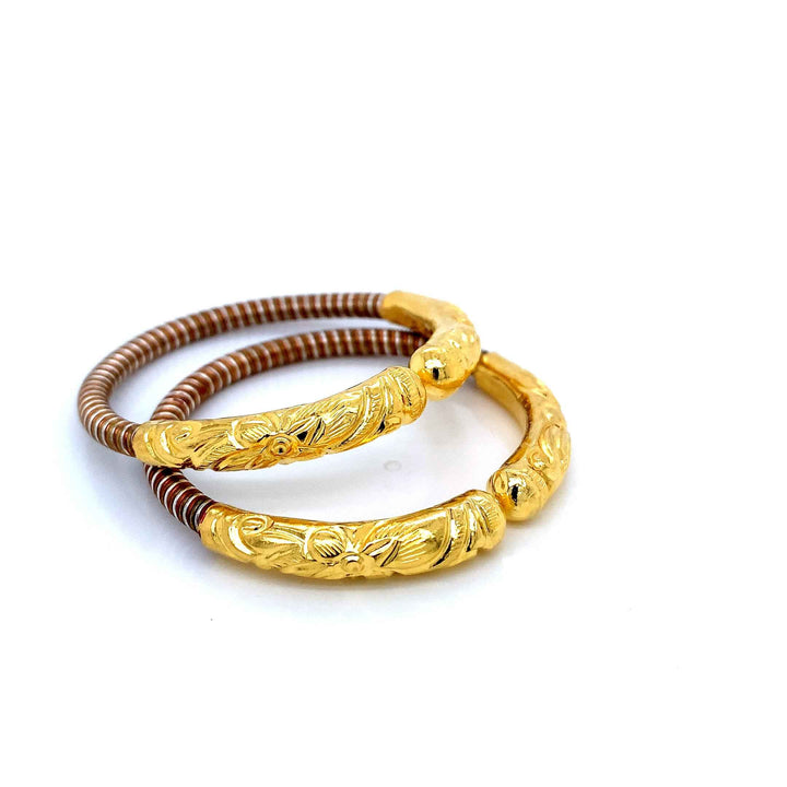 24K YG Pancharatna Bangle-1pair