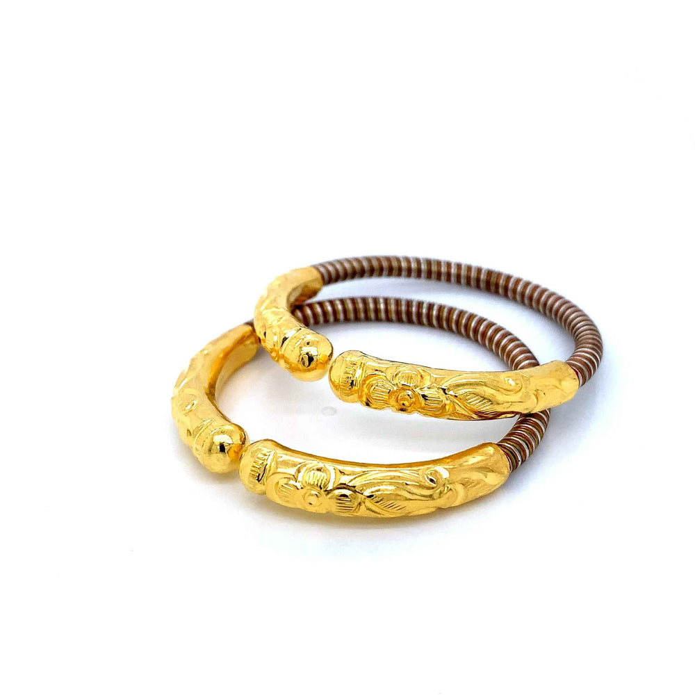 24K YG Pancharatna Bangle-1pair