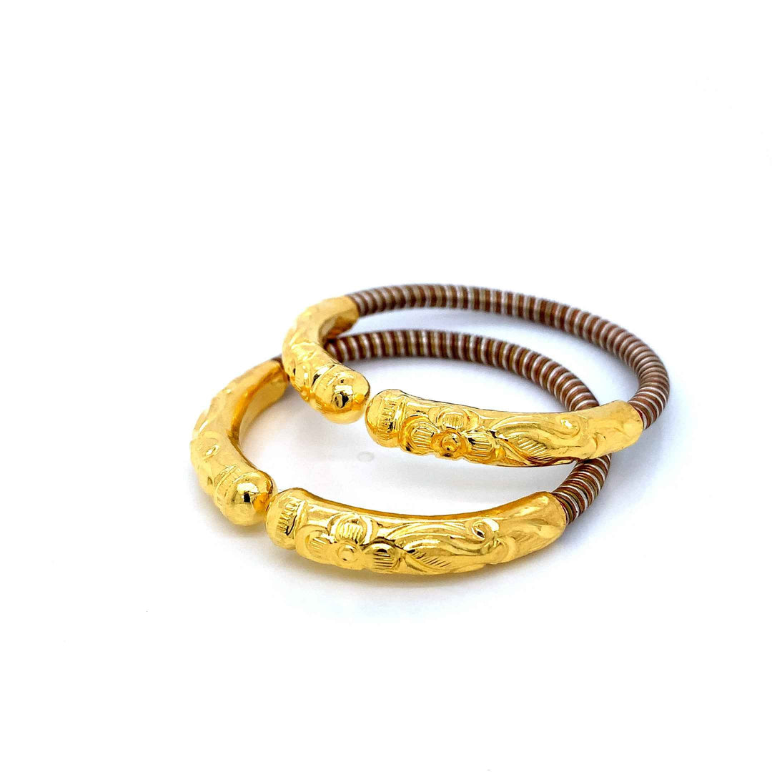 24K YG Pancharatna Bangle-1pair