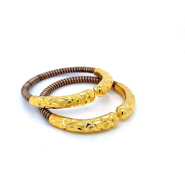 24K YG Pancharatna Bangle-1pair