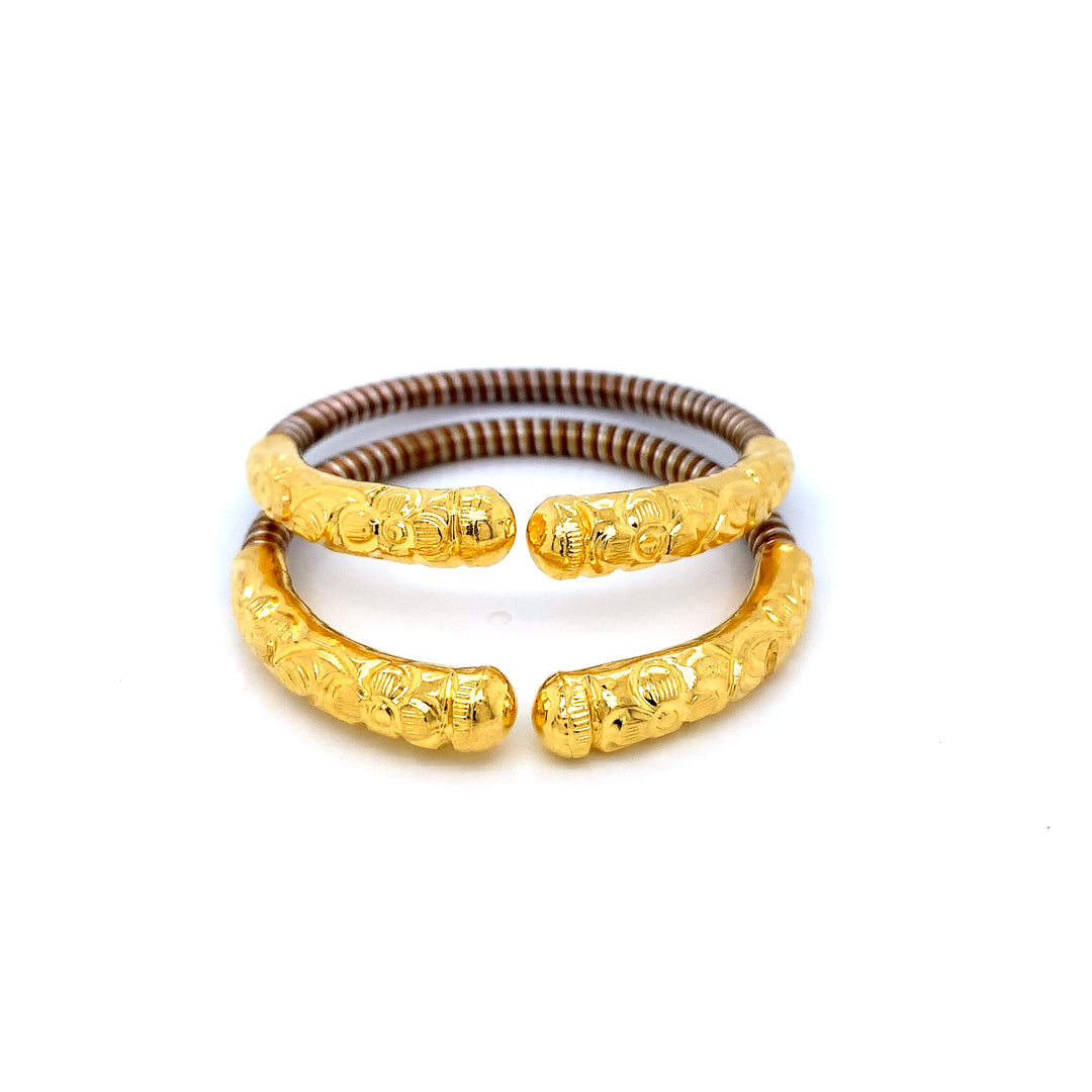 24K YG Pancharatna Bangle-1pair