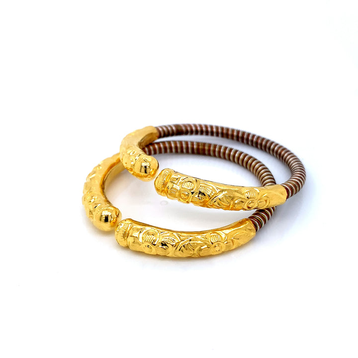 24K YG Pancharatna Bangle-1pair