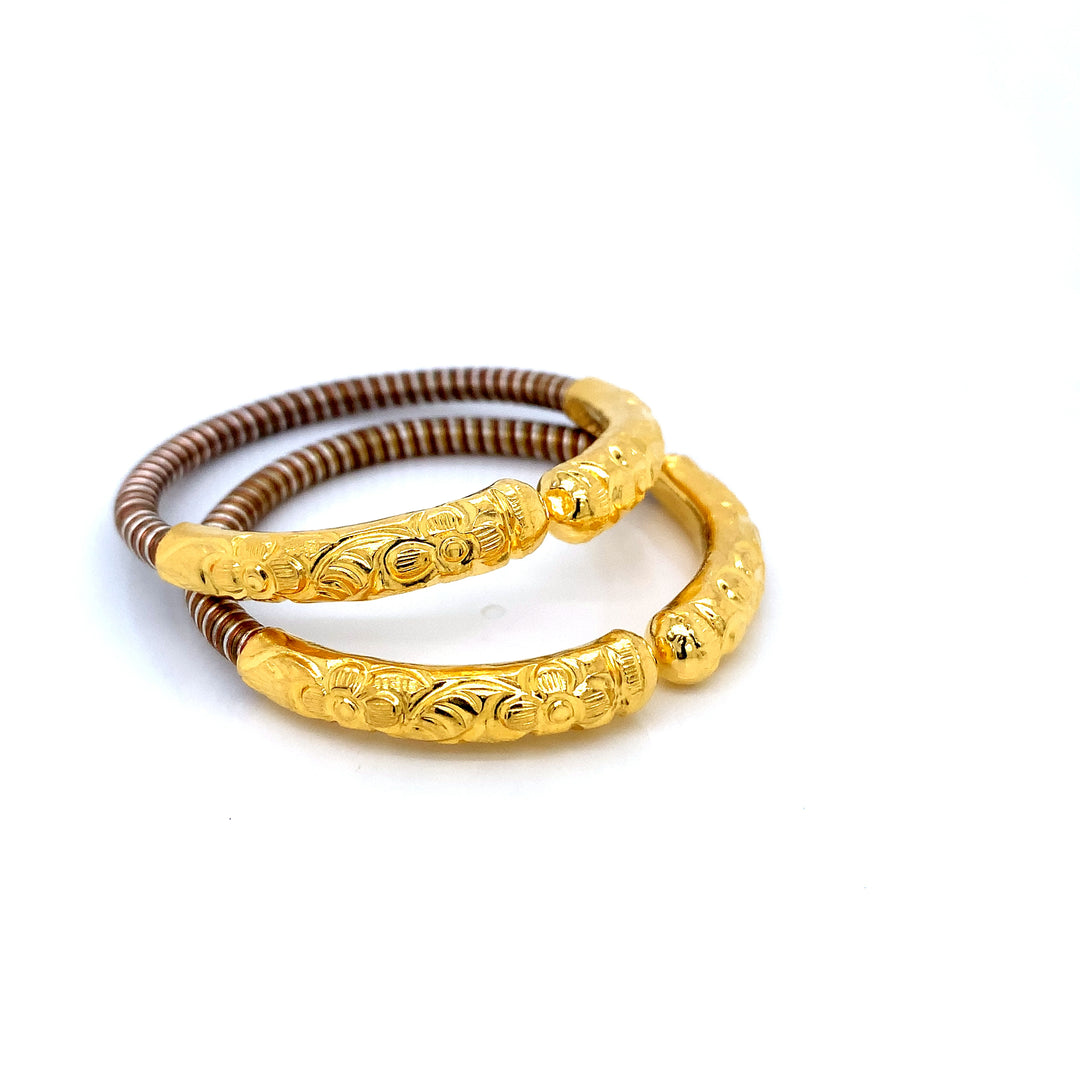 24K YG Pancharatna Bangle-1pair